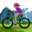 🚵🏽‍♀️ Woman Mountain Biking: Medium Skin Tone, Emoji by Samsung