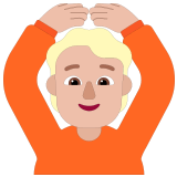 🙆🏼 Person Mit Händen Auf Dem Kopf: Mittelhelle Hautfarbe Emoji von Microsoft
