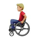 👨🏼‍🦽 Man in Manual Wheelchair: Medium-Light Skin Tone, Emoji by Apple