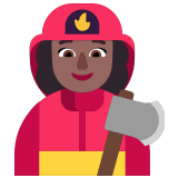 👩🏾‍🚒 Woman Firefighter: Medium-Dark Skin Tone, Emoji by Microsoft