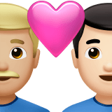 👨🏼‍❤️‍👨🏻 Couple with Heart: Man, Man, Medium-Light Skin Tone, Light Skin Tone, Emoji by Apple