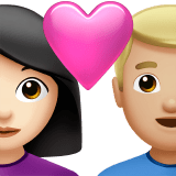 👩🏻‍❤️‍👨🏼 Couple with Heart: Woman, Man, Light Skin Tone, Medium-Light Skin Tone, Emoji by Apple
