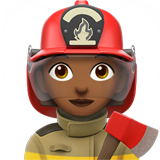 👩🏾‍🚒 Woman Firefighter: Medium-Dark Skin Tone, Emoji by Apple