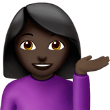 💁🏿‍♀️ Woman Tipping Hand: Dark Skin Tone, Emoji by Apple