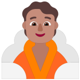 🧖🏽 Person in Dampfsauna: Mittlere Hautfarbe Emoji von Microsoft