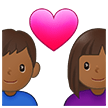 👩🏾‍❤️‍👨🏾 Couple with Heart: Woman, Man, Medium-Dark Skin Tone, Emoji by Samsung
