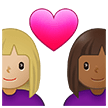 👩🏼‍❤️‍👩🏾 Couple with Heart: Woman, Woman, Medium-Light Skin Tone, Medium-Dark Skin Tone, Emoji by Samsung