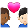 👨🏾‍❤️‍👨🏻 Couple with Heart: Man, Man, Medium-Dark Skin Tone, Light Skin Tone, Emoji by Samsung