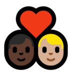 👨🏿‍❤️‍👨🏼 Couple with Heart: Man, Man, Dark Skin Tone, Medium-Light Skin Tone, Emoji by Microsoft