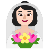 👰🏻‍♀️ Woman with Veil: Light Skin Tone, Emoji by Microsoft