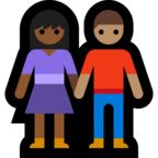 👩🏾‍🤝‍👨🏽 Woman and Man Holding Hands: Medium-Dark Skin Tone, Medium Skin Tone, Emoji by Microsoft