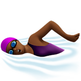🏊🏾‍♀️ Woman Swimming: Medium-Dark Skin Tone, Emoji by Apple
