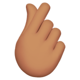 🫰🏽 Hand with Index Finger and Thumb Crossed: Medium Skin Tone, Emoji by Apple