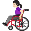 👩🏻‍🦽 Woman in Manual Wheelchair: Light Skin Tone, Emoji by Samsung