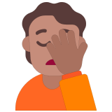 🤦🏽 Personne Avec La Paume Sur Le Visage : Peau Légèrement Mate Emoji par Microsoft