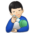 👨🏻‍🍼 Homme Allaitant Un Bébé : Peau Claire Emoji par Samsung