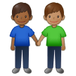 👨🏾‍🤝‍👨🏽 Deux Hommes Se Tenant La Main : Peau Mate Et Peau Légèrement Mate Emoji par Samsung