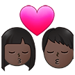 👩🏿‍❤️‍💋‍👨🏿 Kiss: Woman, Man, Dark Skin Tone, Emoji by Samsung