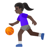 ⛹🏿‍♀️ Woman Bouncing Ball: Dark Skin Tone, Emoji by Google