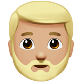 🧔🏼‍♂️ Бородатый Мужчина: Светлый Тон Кожи, смайлик от Apple