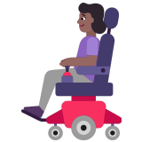👩🏾‍🦼 Woman in Motorized Wheelchair: Medium-Dark Skin Tone, Emoji by Microsoft