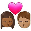 👩🏾‍❤️‍💋‍👨🏽 Kiss: Woman, Man, Medium-Dark Skin Tone, Medium Skin Tone, Emoji by Samsung