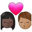 👩🏿‍❤️‍💋‍👨🏽 Kiss: Woman, Man, Dark Skin Tone, Medium Skin Tone, Emoji by Samsung