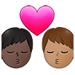 👨🏿‍❤️‍💋‍👨🏽 Kiss: Man, Man, Dark Skin Tone, Medium Skin Tone, Emoji by Samsung
