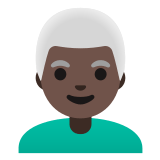 👨🏿‍🦳 Mann: Dunkle Hautfarbe, Weißes Haar Emoji von Google