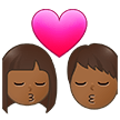 👩🏾‍❤️‍💋‍👨🏾 Kiss: Woman, Man, Medium-Dark Skin Tone, Emoji by Samsung