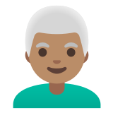 👨🏽‍🦳 Homme : Peau Légèrement Mate Et Cheveux Blancs Emoji par Google