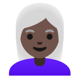 👩🏿‍🦳 Femme : Peau Foncée Et Cheveux Blancs Emoji par Google