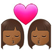 👩🏾‍❤️‍💋‍👩🏾 Kiss: Woman, Woman, Medium-Dark Skin Tone, Emoji by Samsung