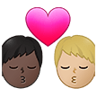 👨🏿‍❤️‍💋‍👨🏼 Kiss: Man, Man, Dark Skin Tone, Medium-Light Skin Tone, Emoji by Samsung