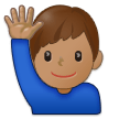 🙋🏽‍♂️ Mann Mit Erhobenem Arm: Mittlere Hautfarbe Emoji von Samsung