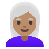 👩🏽‍🦳 Woman: Medium Skin Tone, White Hair, Emoji by Google
