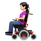 👩🏻‍🦼 Frau in Elektrischem Rollstuhl: Helle Hautfarbe Emoji von Apple