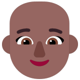 👩🏾‍🦲 Woman: Medium-Dark Skin Tone, Bald, Emoji by Microsoft