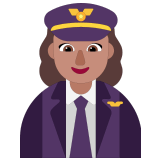 👩🏽‍✈️ Woman Pilot: Medium Skin Tone, Emoji by Microsoft