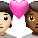 🧑🏻‍❤️‍🧑🏾 Couple with Heart: Person, Person, Light Skin Tone, Medium-Dark Skin Tone, Emoji by Apple