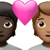 🧑🏿‍❤️‍🧑🏽 Couple with Heart: Person, Person, Dark Skin Tone, Medium Skin Tone, Emoji by Apple