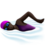 🏊🏿‍♀️ Woman Swimming: Dark Skin Tone, Emoji by Apple
