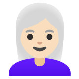 👩🏻‍🦳 Woman: Light Skin Tone, White Hair, Emoji by Google