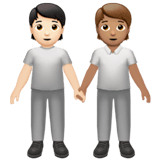 🧑🏻‍🤝‍🧑🏽 People Holding Hands: Light Skin Tone, Medium Skin Tone, Emoji by Apple