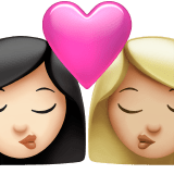 👩🏻‍❤️‍💋‍👩🏼 Kiss: Woman, Woman, Light Skin Tone, Medium-Light Skin Tone, Emoji by Apple