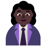 👩🏿‍💼 Woman Office Worker: Dark Skin Tone, Emoji by Microsoft