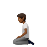 🧎🏾 Person Kneeling: Medium-Dark Skin Tone, Emoji by Apple