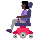 👩🏿‍🦼 Woman in Motorized Wheelchair: Dark Skin Tone, Emoji by Microsoft