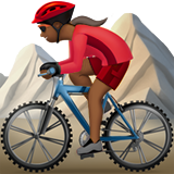 🚵🏾‍♀️ Woman Mountain Biking: Medium-Dark Skin Tone, Emoji by Apple