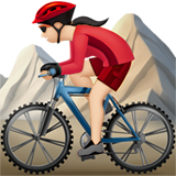 🚵🏻‍♀️ Woman Mountain Biking: Light Skin Tone, Emoji by Apple